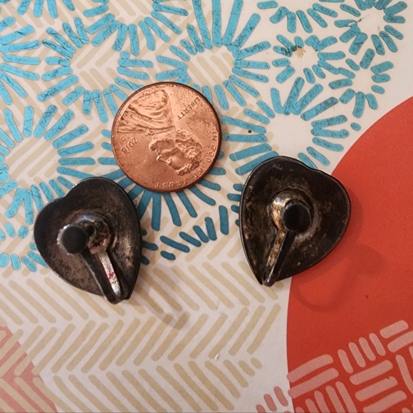 Vintage Sterling Siam Inlayed Enamel Earrings - Picture 3 of 4